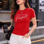 METRONAUT Printed Women Round Neck Cotton Blend Red T-Shirt
