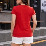 METRONAUT Printed Women Round Neck Cotton Blend Red T-Shirt